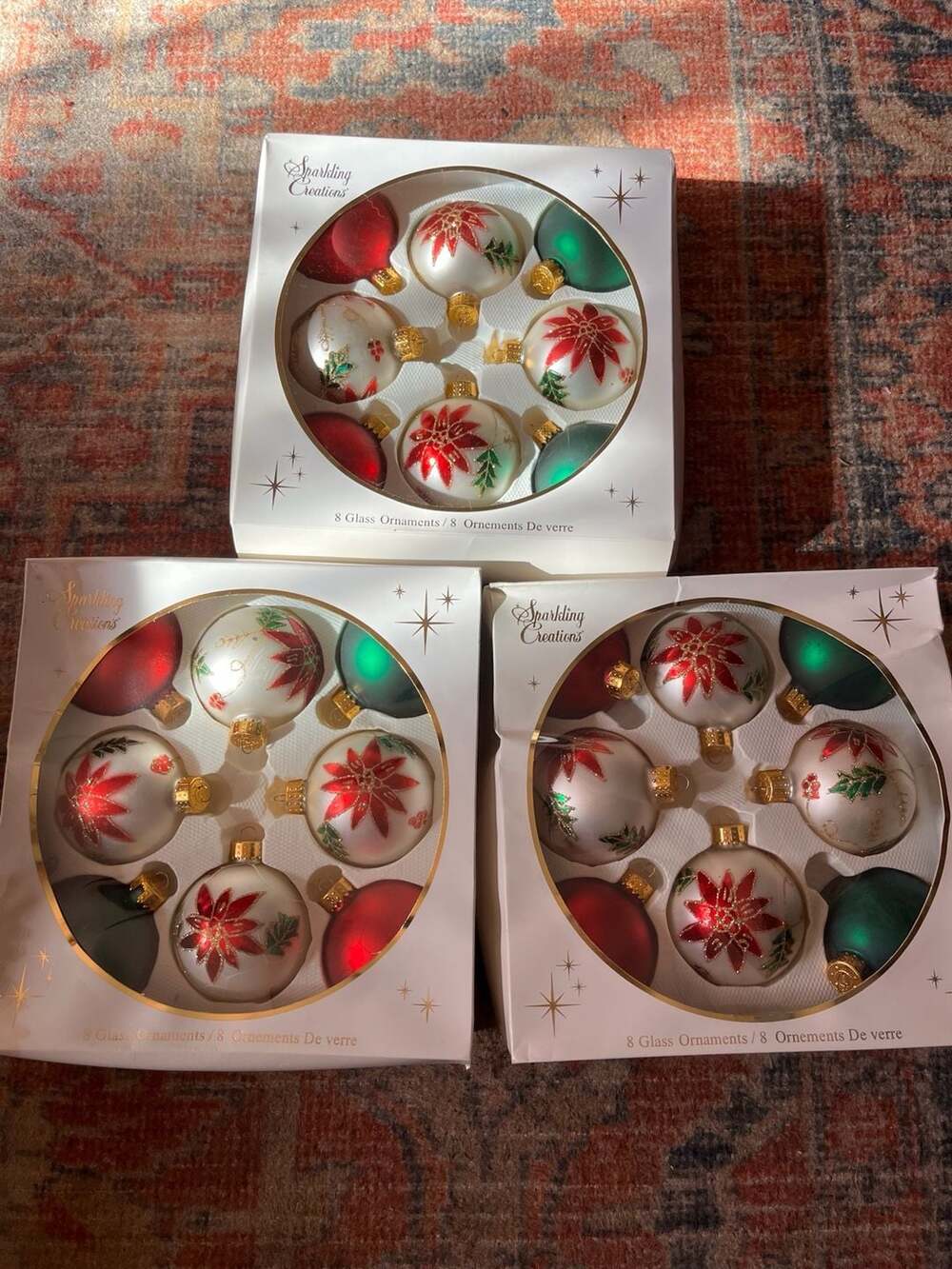 VINTAGE HAND PAINTED GLASS CHRISTMAS ORNAMENTS